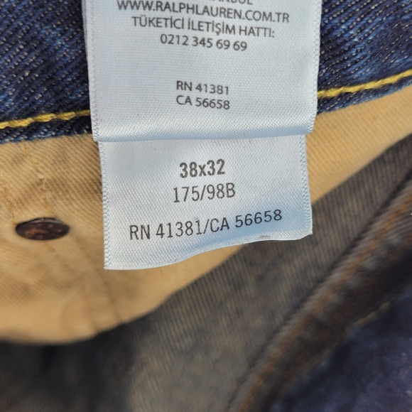 Polo Ralph Lauren Sullivan Slim Jeans 38x32 Distressed Patched Blue Denim - Picture 4 of 9